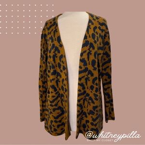 Oddi Leopard Print Open Front Knit Cardigan w/ Pockets Women’s Size Small/Medium